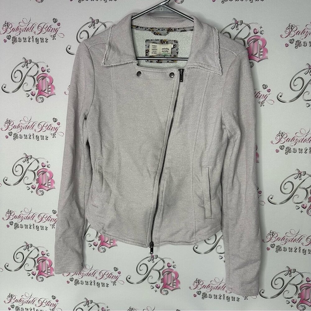 Saturday Sunday Light Gray Jacket comfy sweater zip up grey blazer style coat